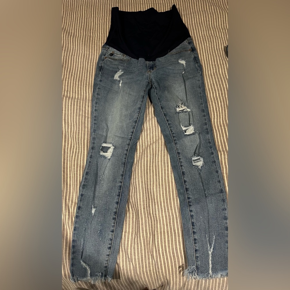 Pink blush maternity jeans